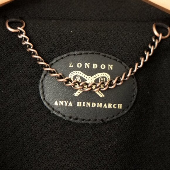 NWOT Anya Hindmarch black wool midi peacoat Sz S - Picture 8 of 14